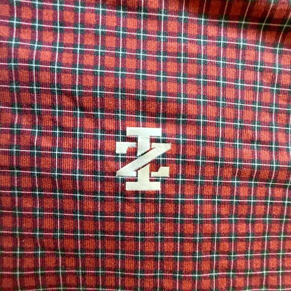 Izod Men's Burgundy and Red Check Plaid Golf Polo Shirt Mens XL Lightweight - Picture 3 of 6